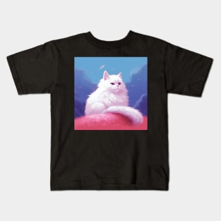 Purely Adorable: The Charm of White Fluffy Cats Kids T-Shirt